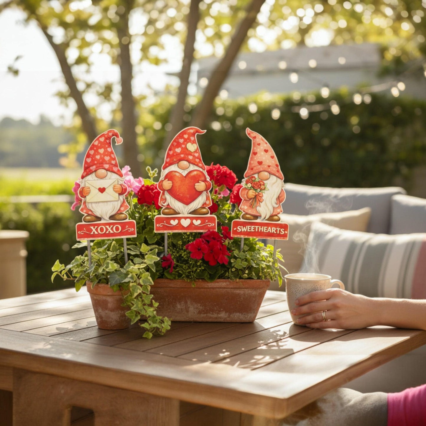 Premium Valentine Gnome Yard Sign – Set of 3 | Heavy-Duty PVC Outdoor Decor | 12” Tall + Metal Stakes | Reusable Year After Year