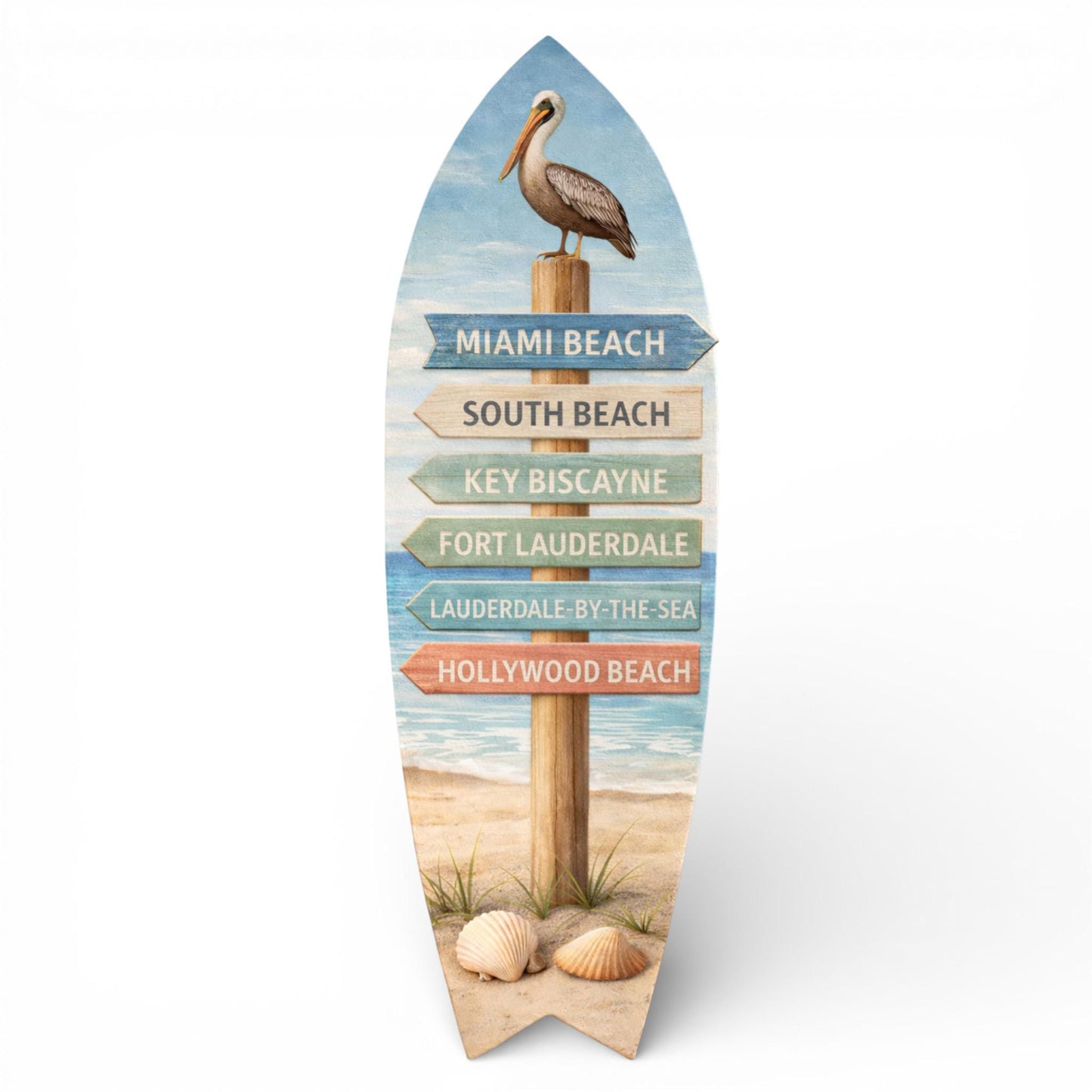 Florida Miami Beach Surfboard Sign – South Beach, Key Biscayne, Fort Lauderdale, Lauderdale-By-The-Sea and Hollywood