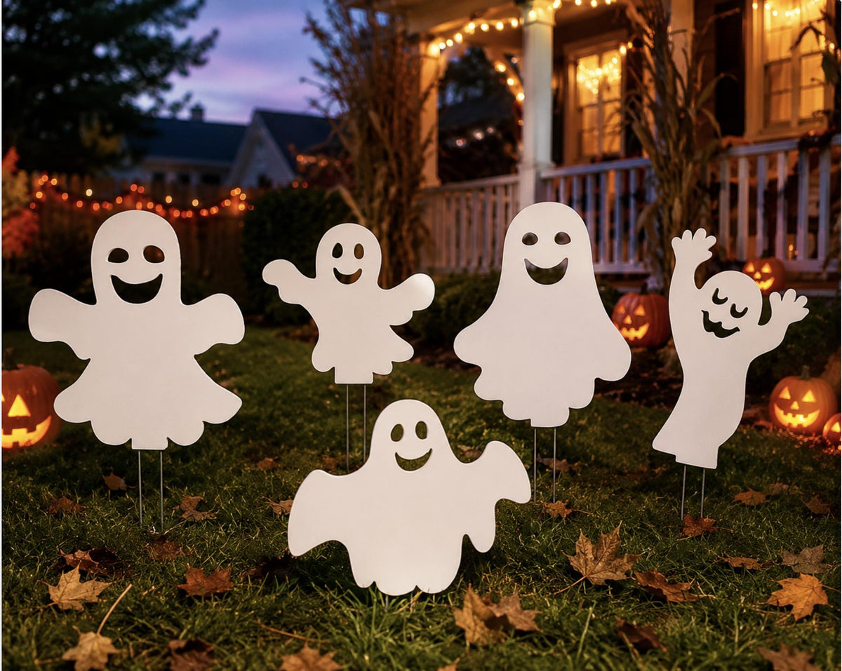 PVC Halloween Ghost Yard Decor: All-Weather Outdoor Lawn Art
