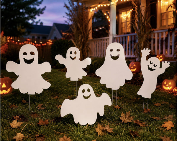 PVC Halloween Ghost Yard Decor: All-Weather Outdoor Lawn Art