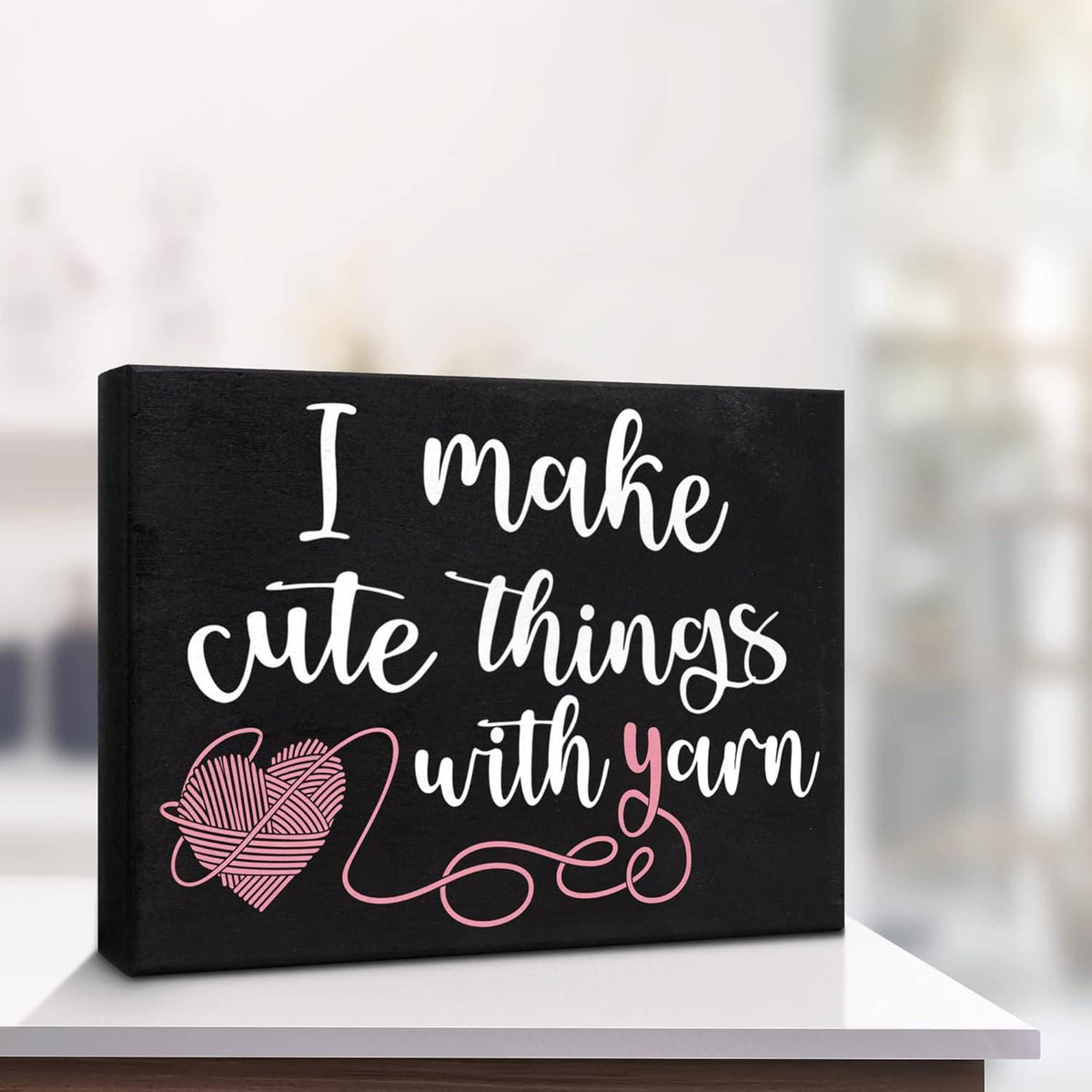 I Make Cute Things with Yarn Sign - Funny Craft Room Decor for Yarn Lovers - Gifts for Knitters, Crocheters, and Crafters