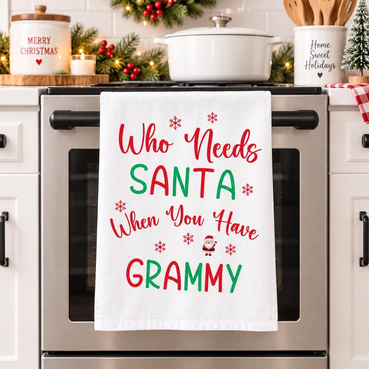 Funny Grammy Christmas Dish Towel: Holiday Kitchen Decor