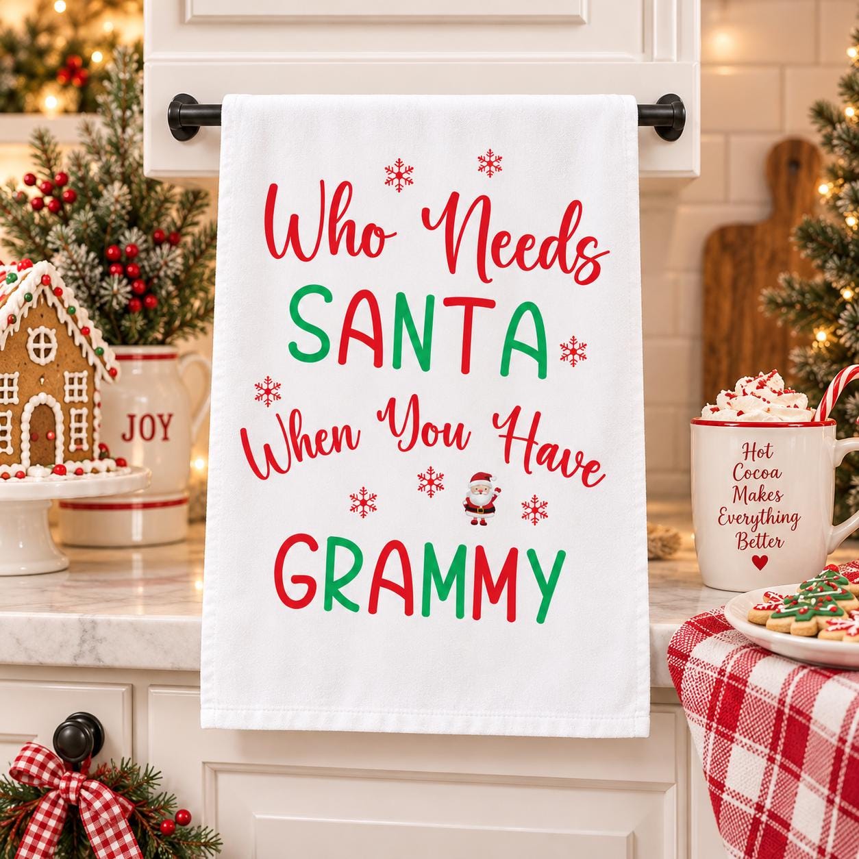 Funny Grammy Christmas Dish Towel: Holiday Kitchen Decor