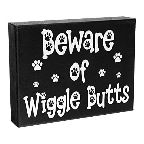 Wigglebutts Dog Gift Sign Decor, Funny Dog Wall Art Sign, Gifts for Dog Lovers, 8x6 Inch Wood Sign, Dog Mom Gifts, Dog Signs, Gifts for Anim