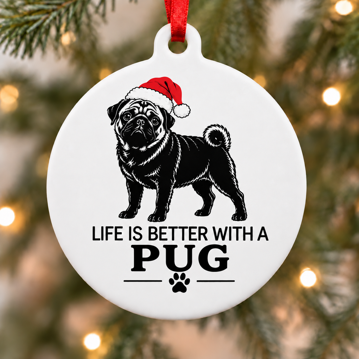 Life Is Better With a Pug Christmas Ornament
