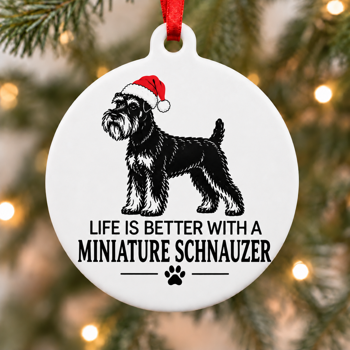 Life Is Better With a Miniature Schnauzer Christmas Ornament