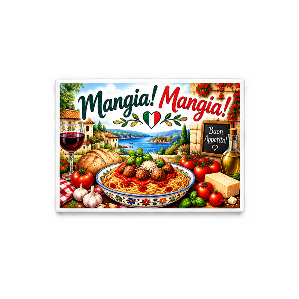 Italian magnet on white background