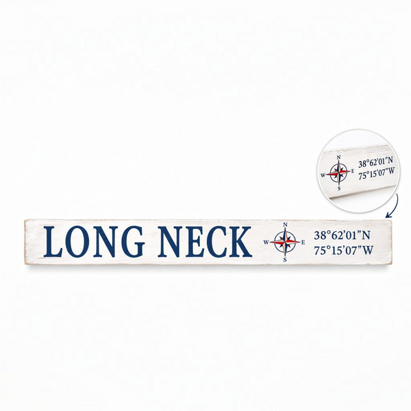 Long Neck Delaware Gifts and Souvenirs, Delaware Sign, Compass Coordinates, Beach Decor, Tabletop