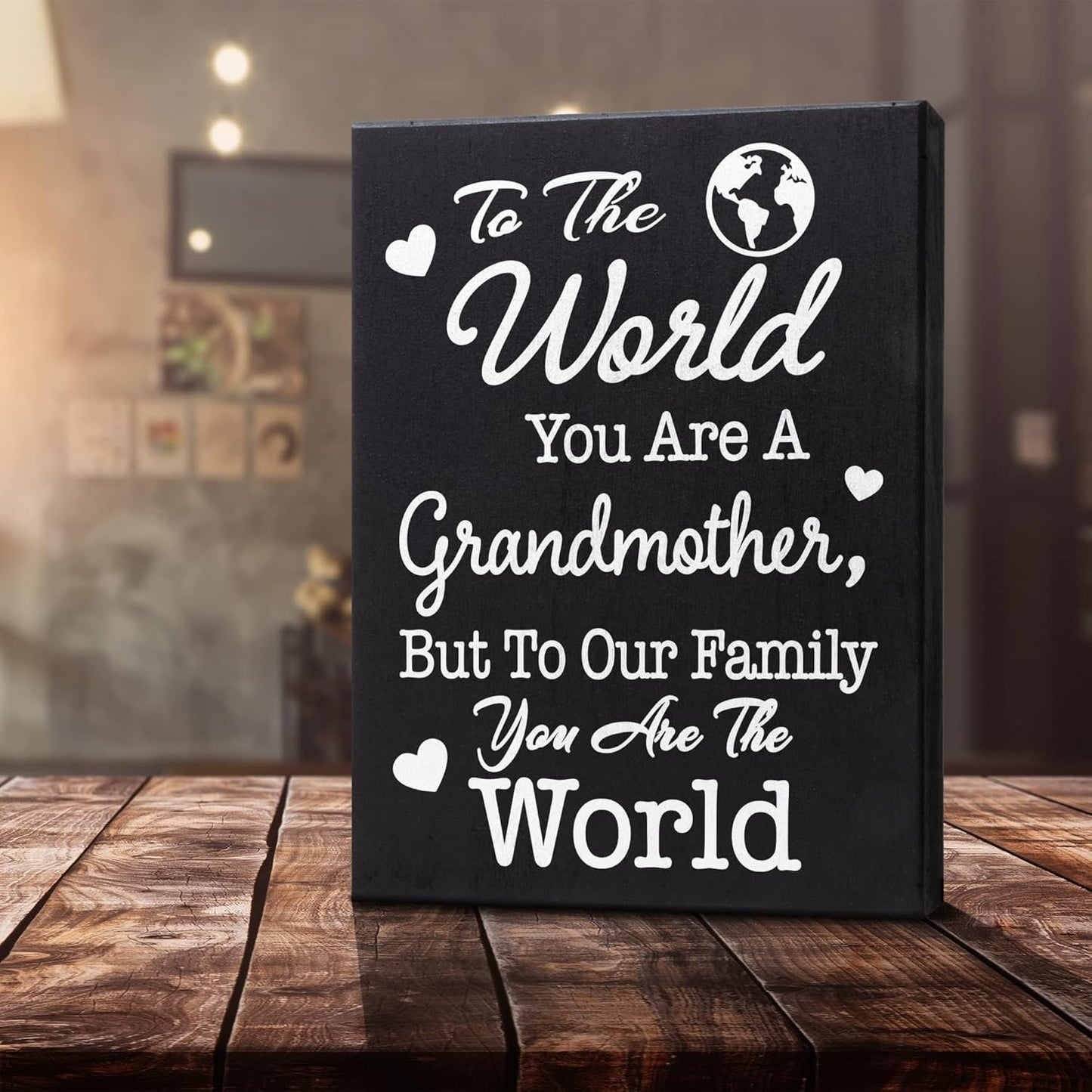 JennyGems Grandmother Gifts, To the World You Are a Grandmother Wooden Sign, Shelf Decor and Wall Hanging, Made in USA