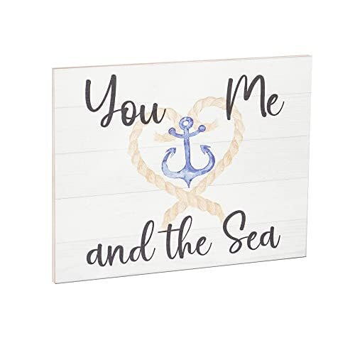 JennyGems Beach Rustic Farmhouse Sign, Inspirational Gifts You Me And the Sea