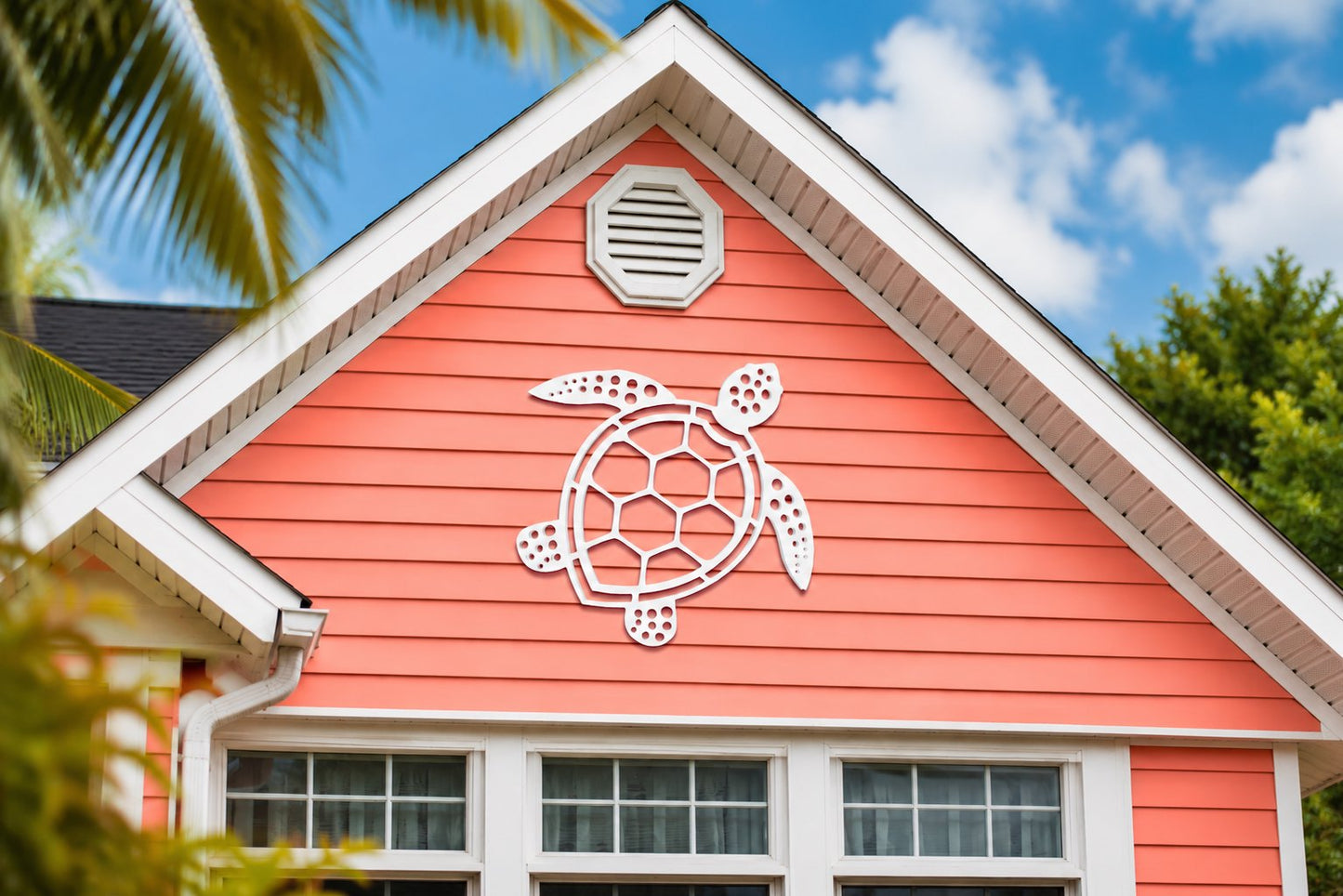 Outdoor Sea Turtle Wall Art, Coastal Decor, PVC, Beach House Sign, 4 Foot