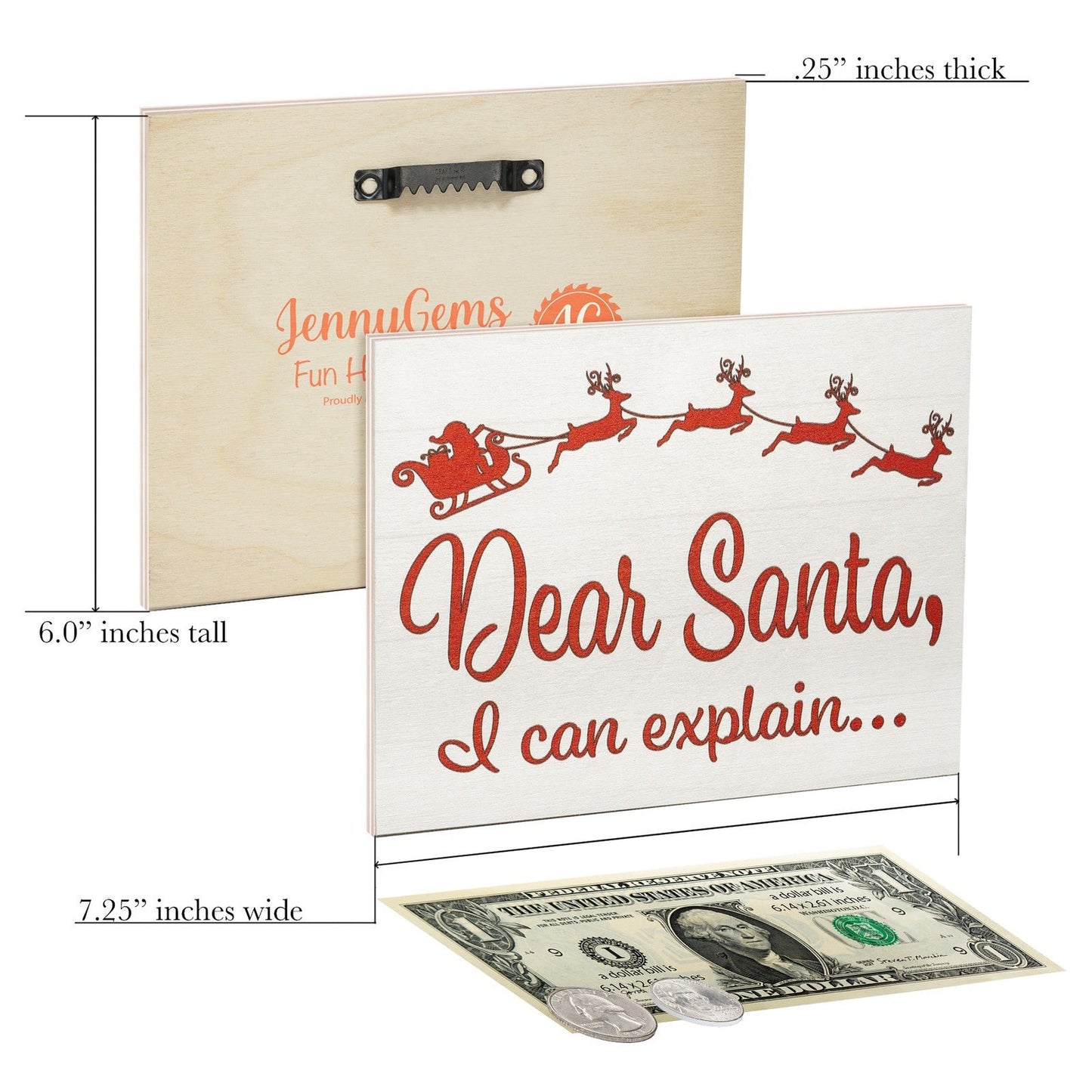 JennyGems Dear Santa I Can Explain, Christmas Decorations, Funny Holiday Decor