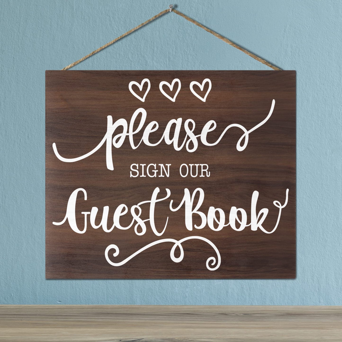 JennyGems Wedding Reception Signs, Please Sign Our Guest Book Wedding Sign, Guest Book Table Sign, 10x12 Inch Wood Sign, Rustic Wedding Decor, Guestbook Sign for Bridal Shower