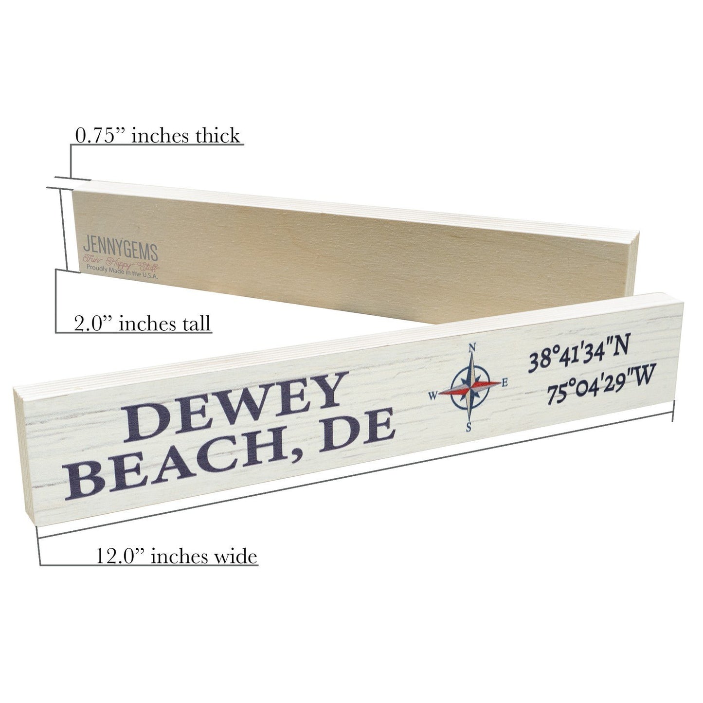 JennyGems Delaware Gifts, Delaware Souvenirs, Dewey Compass Coordinates Sign