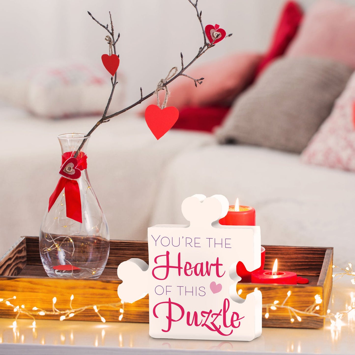 Valentine's Day Gift for Couples, You're the Heart of This Puzzle Decor Sign