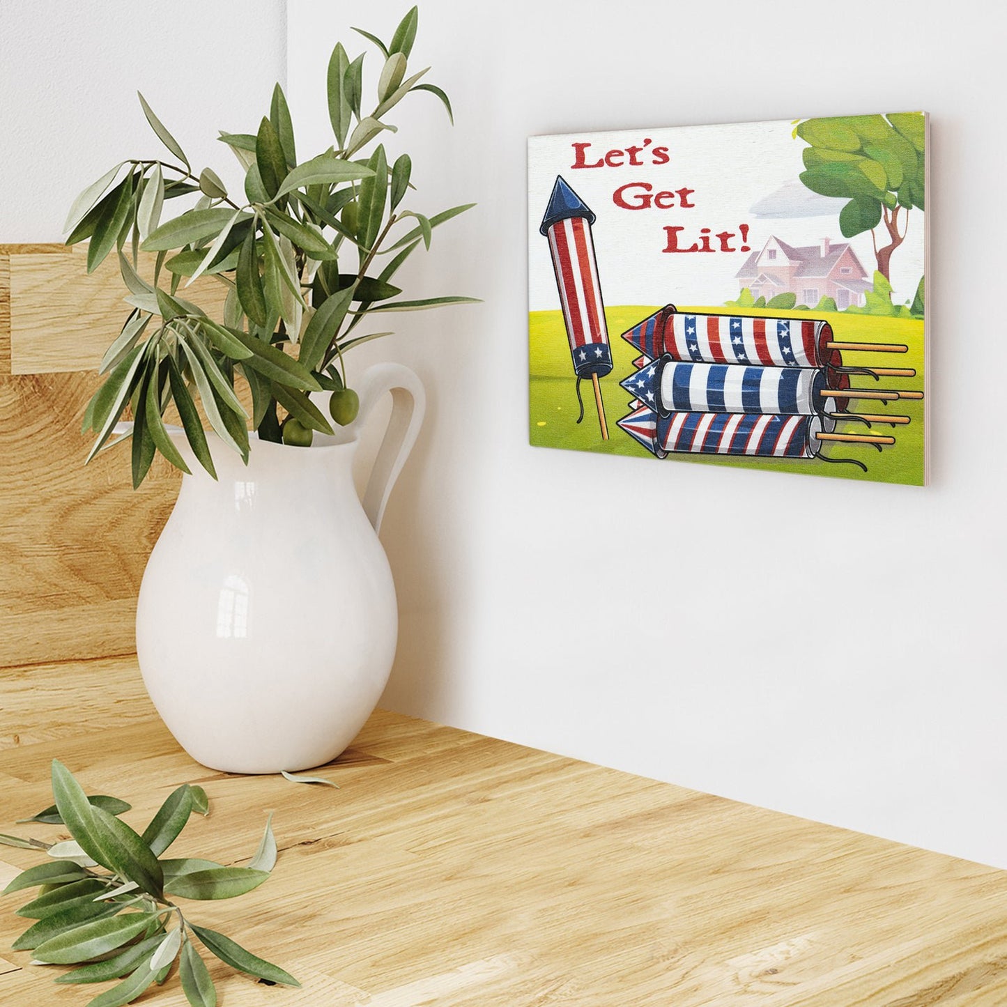 JennyGems Patriotic Decor, Let's Get Lit Sign, 4th of July, Memorial Day