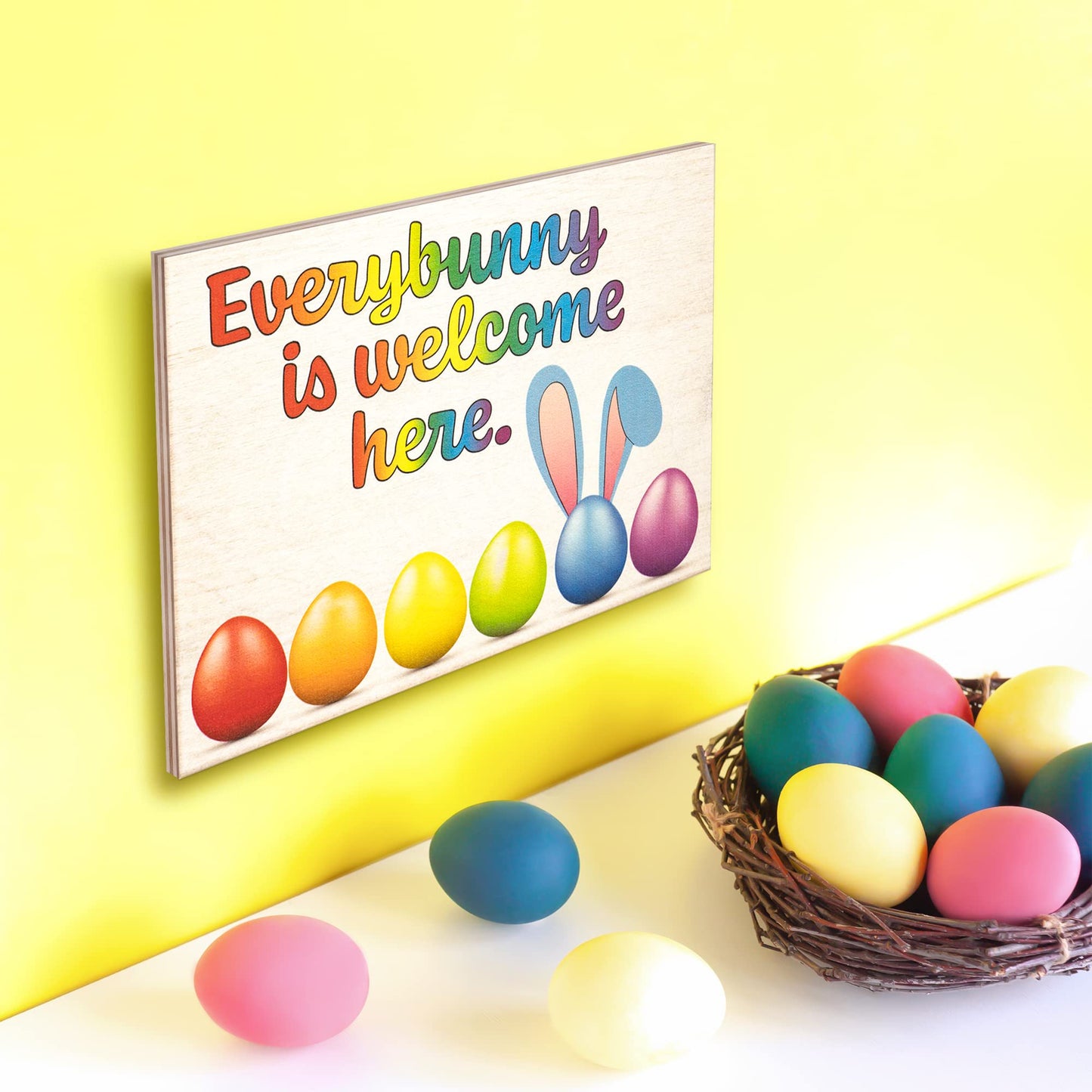 JennyGems Easter Decorations for the Home, Easter Sign, Farmhouse Easter Decor, 7.25 x 6 Wooden Sign, Made in USA