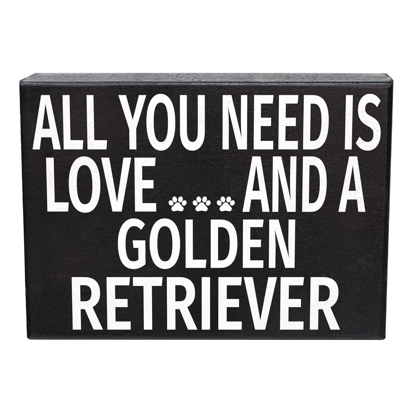 JennyGems Golden Retriever Gifts, All You Need Is Love and a Golden Retriever Wooden Sign, Shelf Decor and Wall Hanging, Made in USA