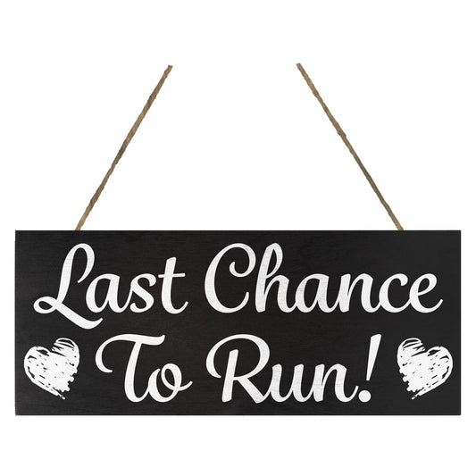 JennyGems Funny Wedding Signs for Ring Bearer or Flower Girl, Chance to Run, Black