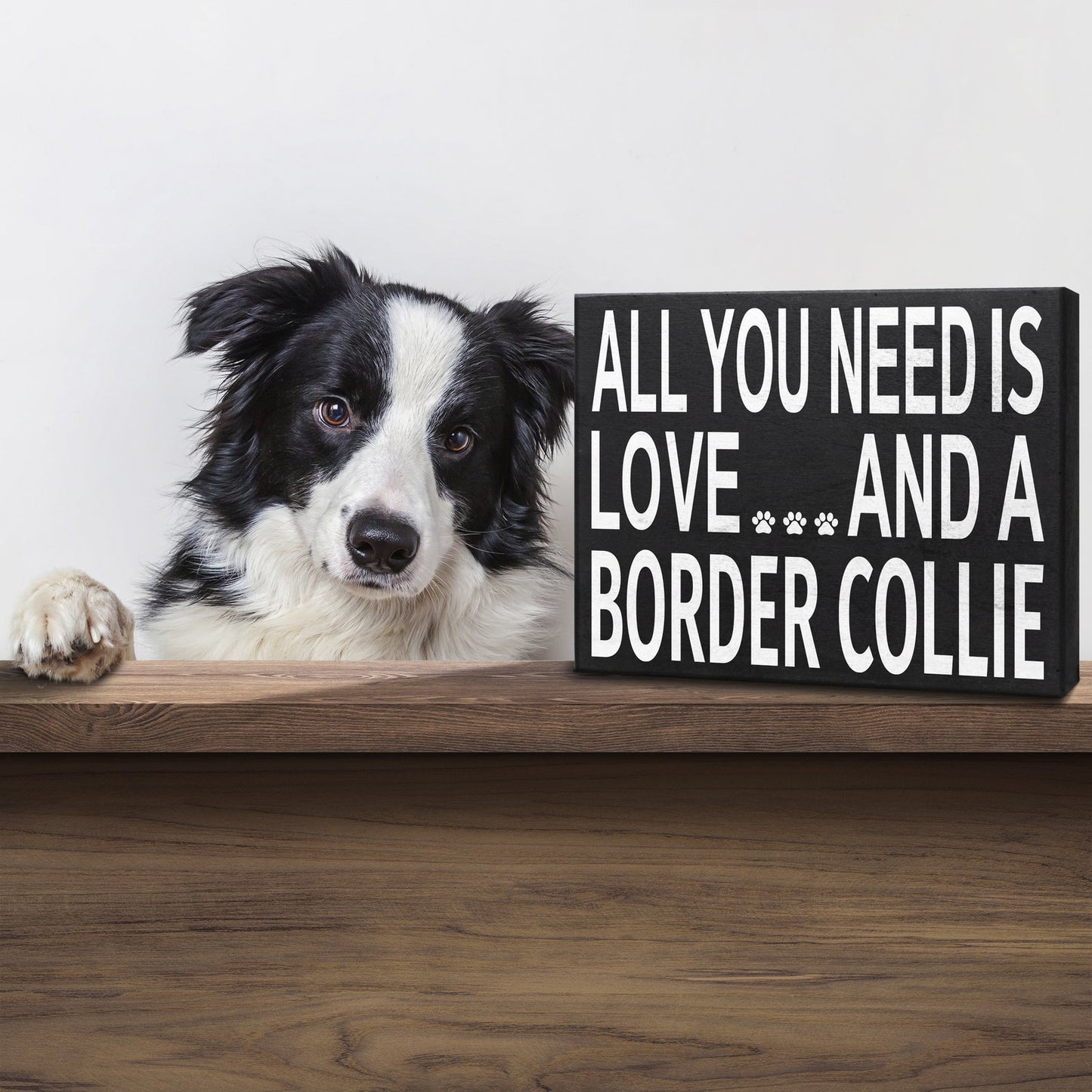JennyGems Border Collie Sign, Love and a Border Collie, Mom Gifts Decor Sign