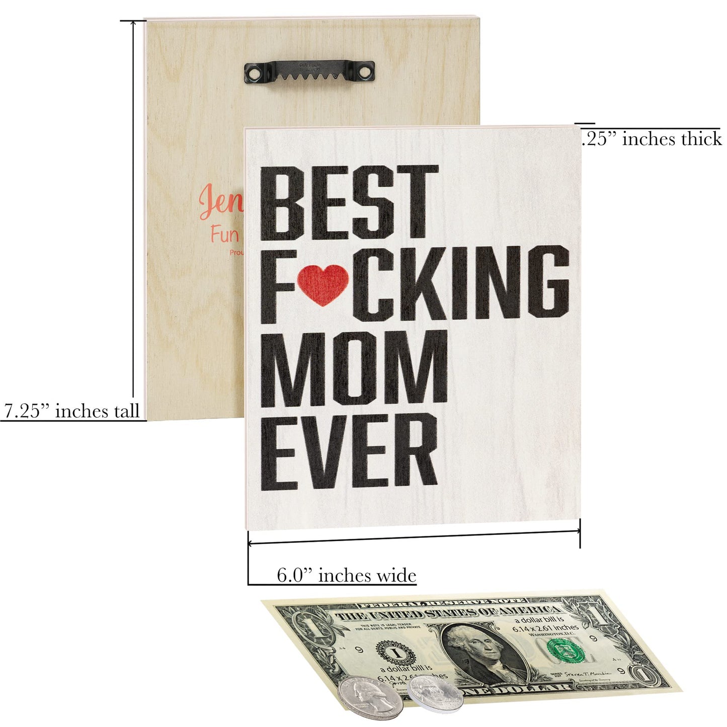 Funny Mom Gifts, Best Fucking Mom Ever Wooden Sign, Mothers Day Gifts, Wall Decor, White, Made in USA