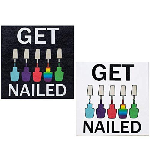 JennyGems Funny Nail Salon Wooden Sign, Get Nailed, Nail Manicurist or Stylist Gift