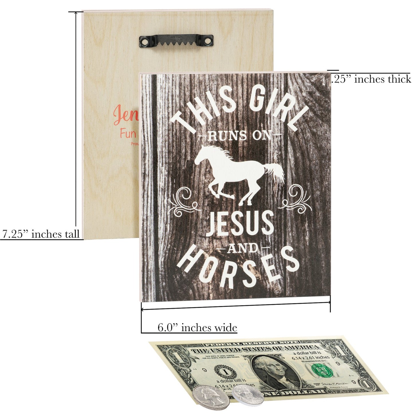JennyGems Farmhouse Decor, Horse Lover, Girl Runs on Jesus & Horses, Barn Gifts