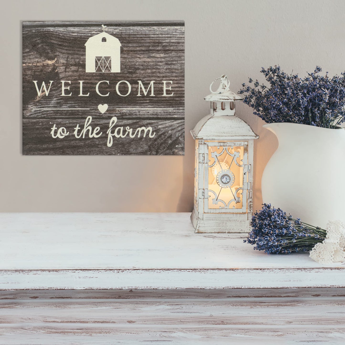 JennyGems Welcome To the Farm Wooden Sign, Barn Gifts, Rustic Farmhouse Decorations Wall Hanging, Gray Wash