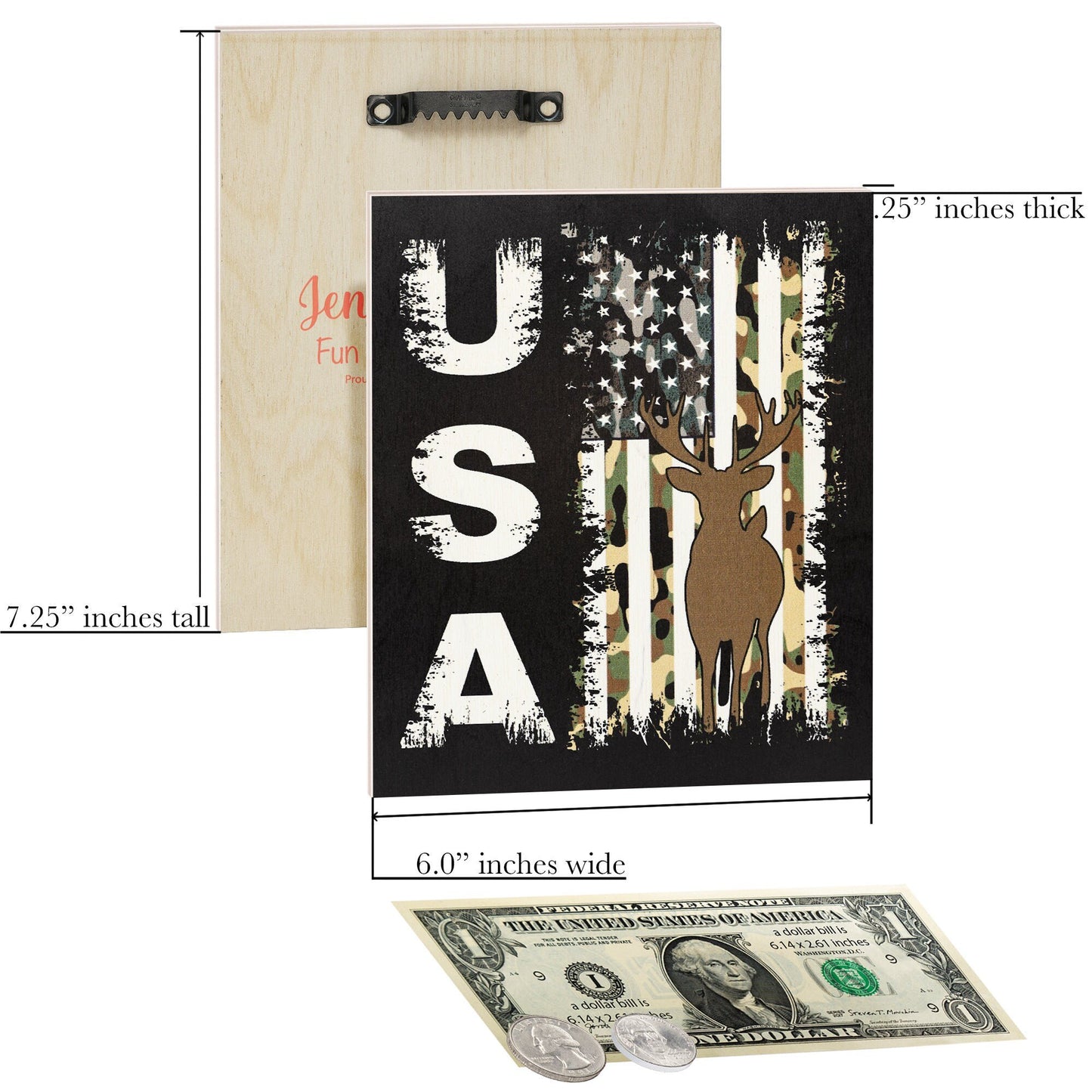 USA Camo Flag Wooden Sign: Deer Hunting Patriotic Decor