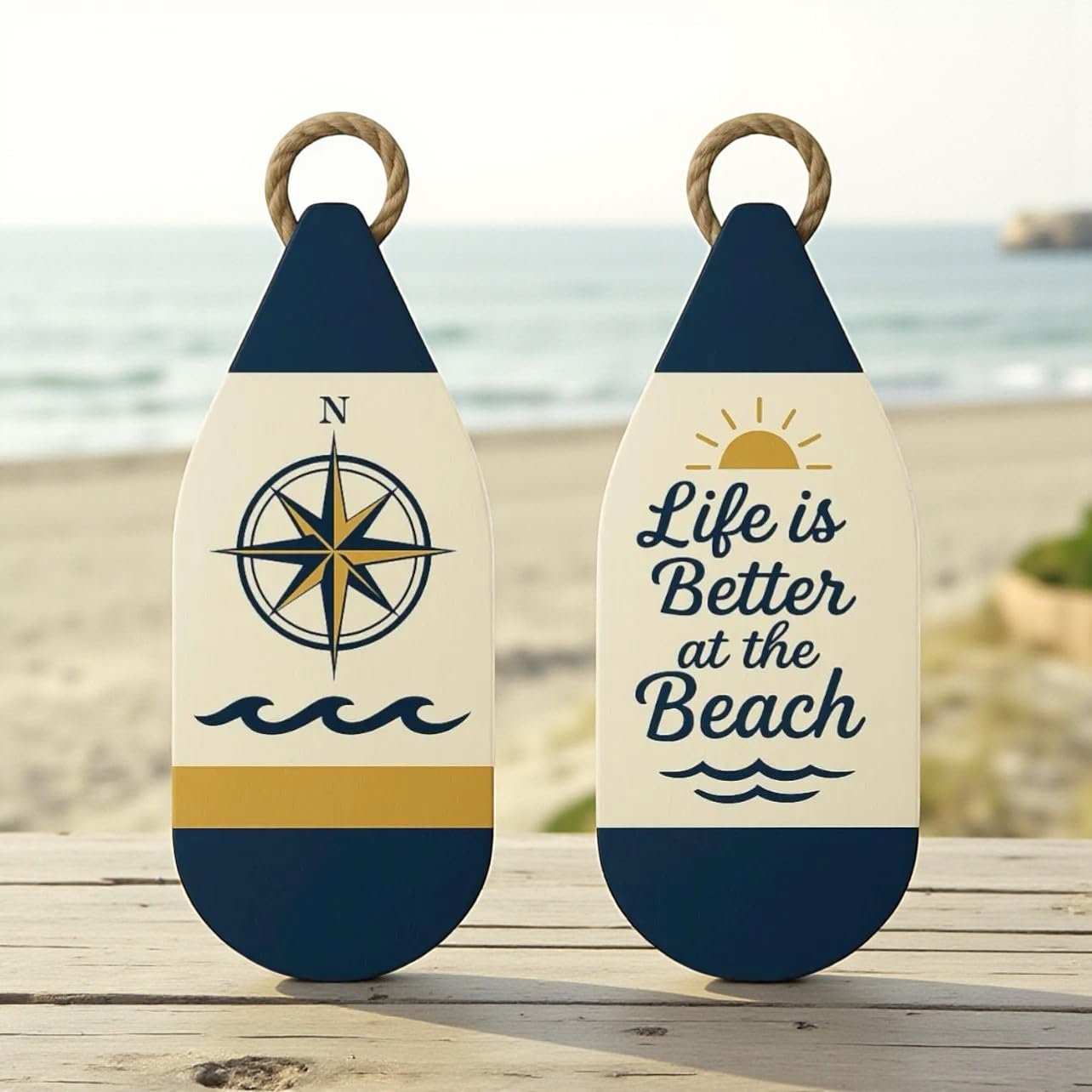 Outdoor Buoy Wall Art - Coastal Decor for Beach or Lake House, Nautical PVC Signs