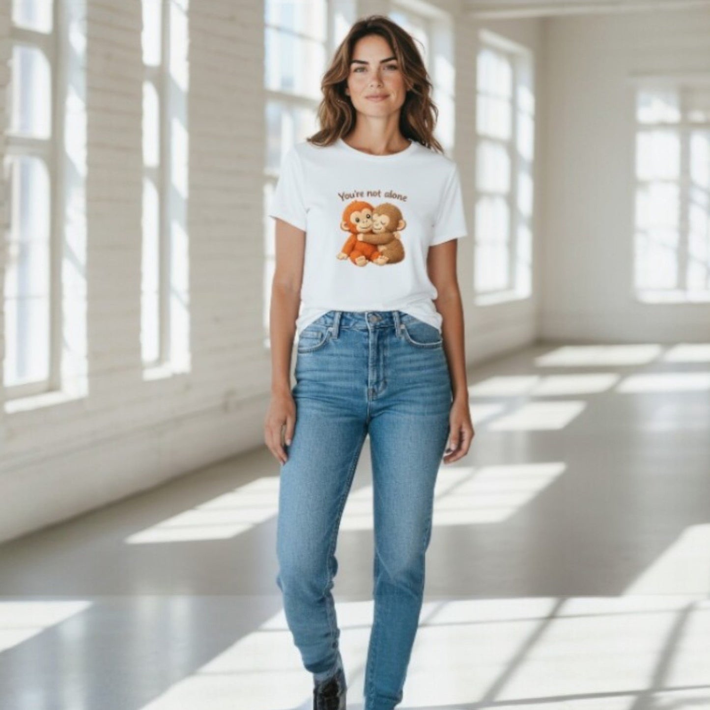 You’re Not Alone Monkey Hug Tee, Punch and Stuffy, Mental Health Awareness