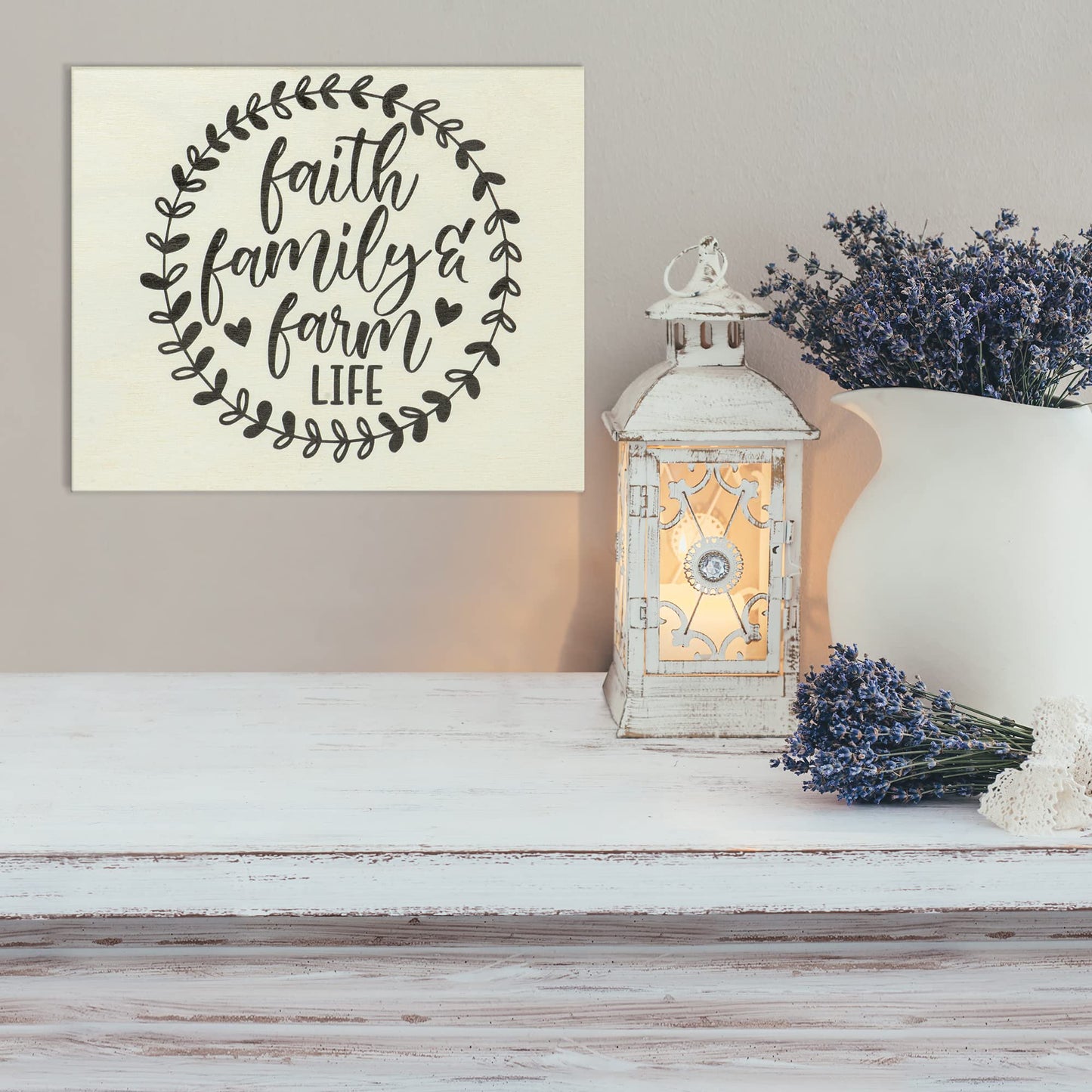 JennyGems Faith Family Farm Life Wooden Sign, Barn Decor, Rustic Farmhouse Decor Wall Hanging, Christian Farm Life, Made in USA
