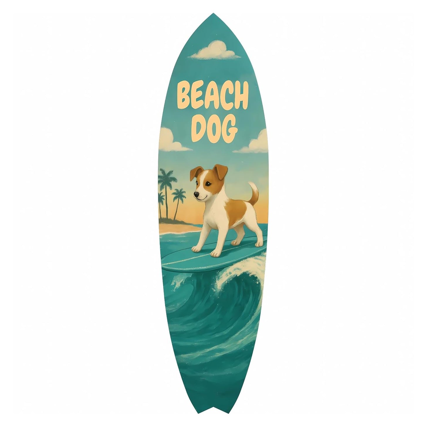 Outdoor Surfboard Wall Decor – Coastal Pet Wall Art for Porch, Pool, Fence, PVC Beach House Decor for Dog Owners, Beach Dog