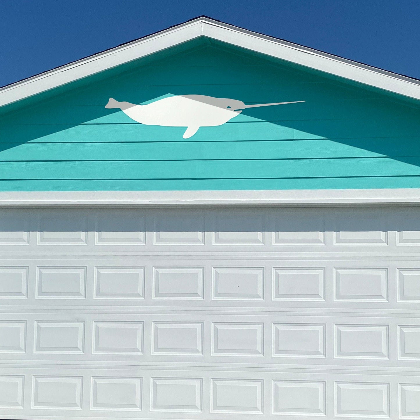 Handmade White Narwhal PVC Sign: Beach House Decor, Indoor/Outdoor