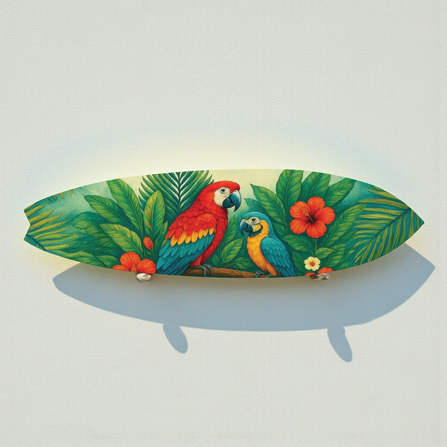 Tropical Parrot Surfboard Wall Art | JennyGems | Indoor & Outdoor Décor