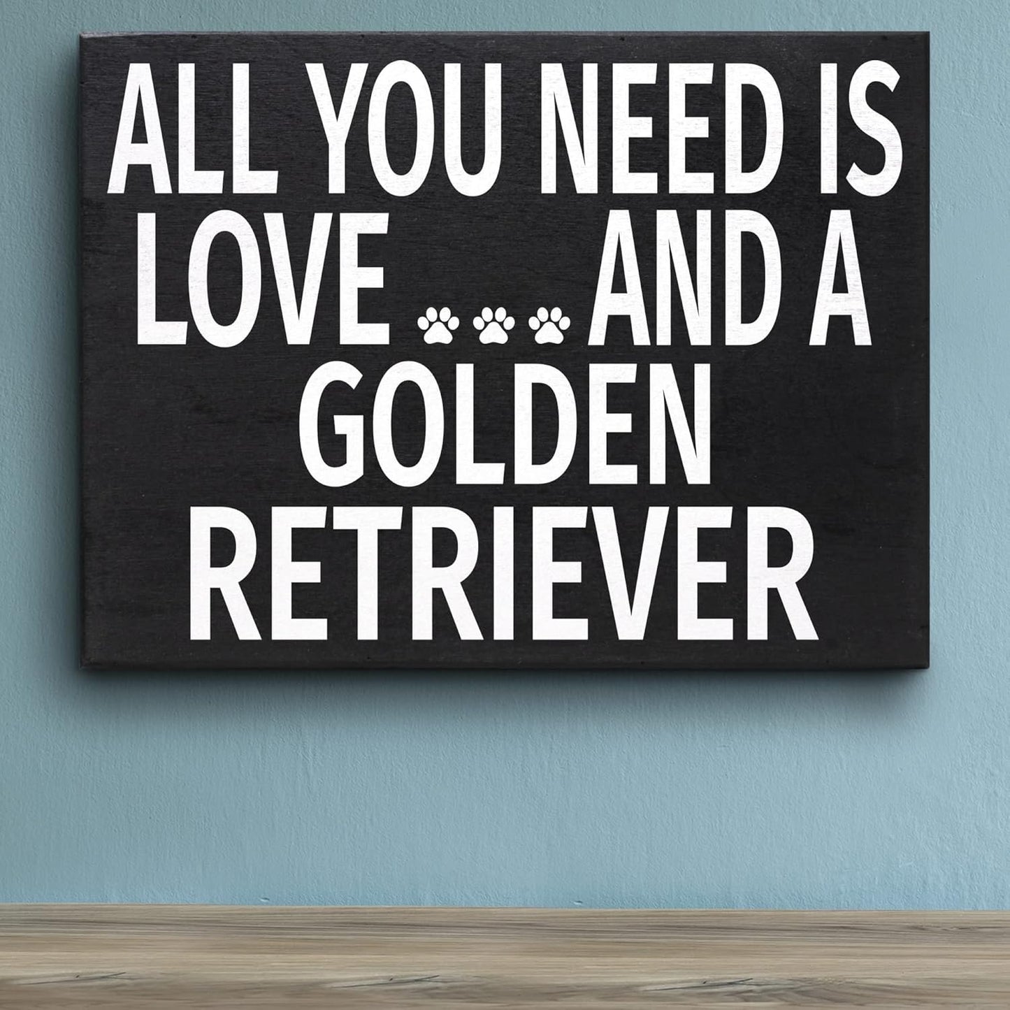 JennyGems Golden Retriever Gifts, All You Need Is Love and a Golden Retriever Wooden Sign, Shelf Decor and Wall Hanging, Made in USA
