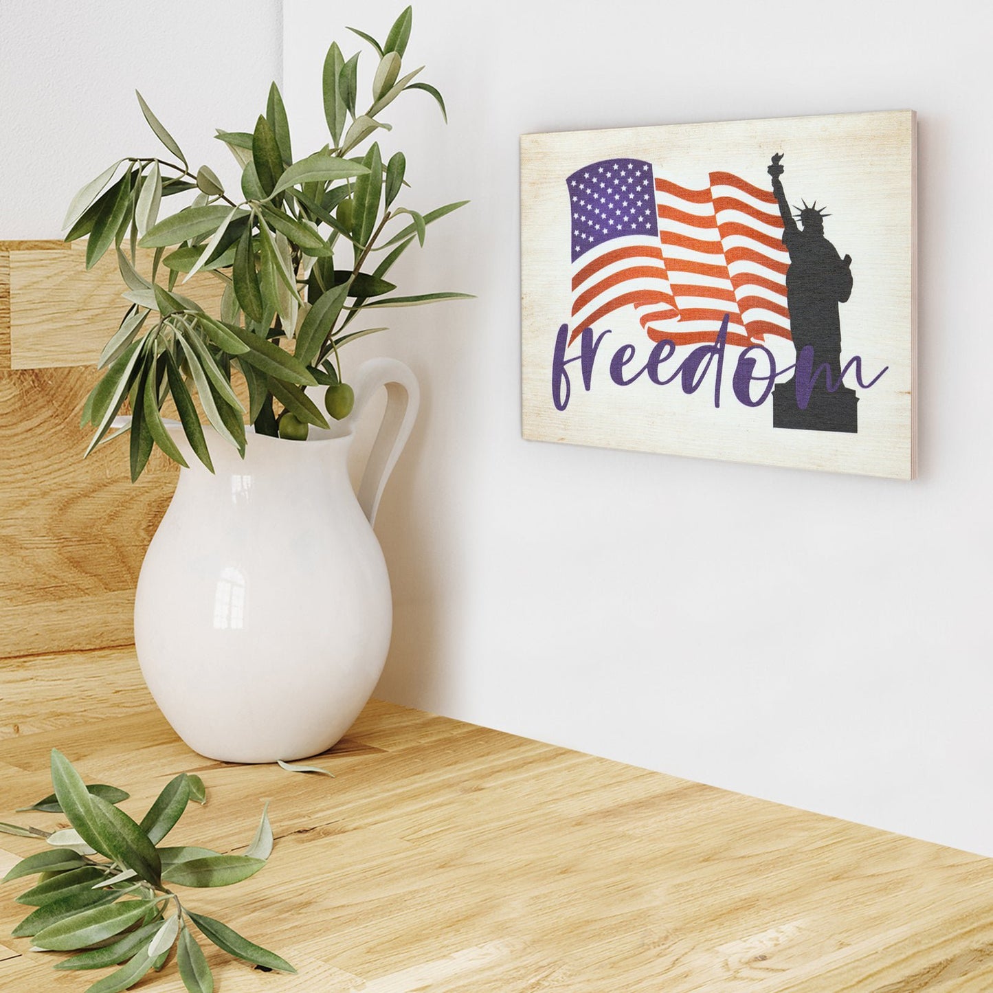 JennyGems Patriotic Decor, Freedom American Flag Sign, 4th of July, Memorial Day