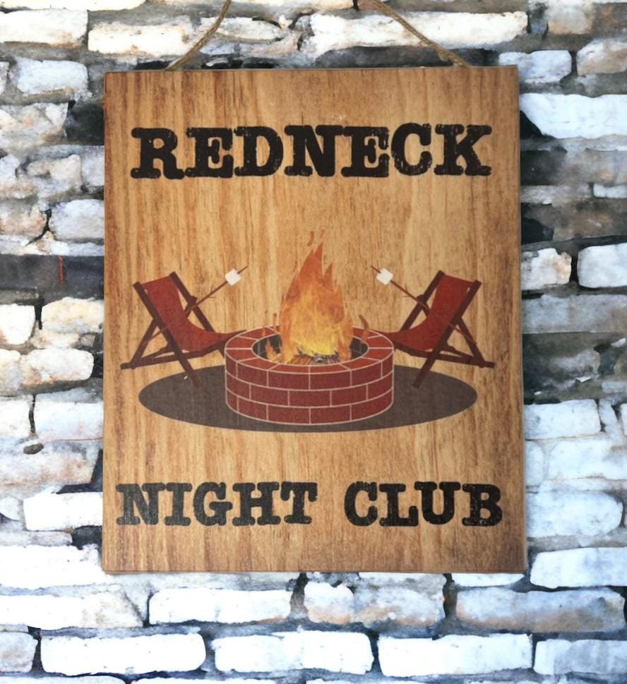 Funny Redneck Night Club Wood Sign: Humorous Bar Decor