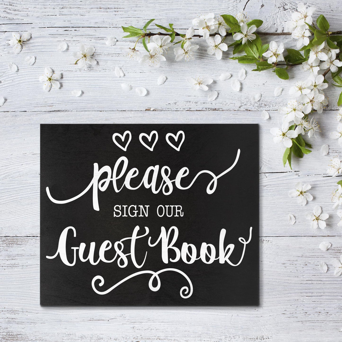 JennyGems Guest Book Sign, Guestbook Table Decor for Party, Wedding or Shower, Black, Made in USA