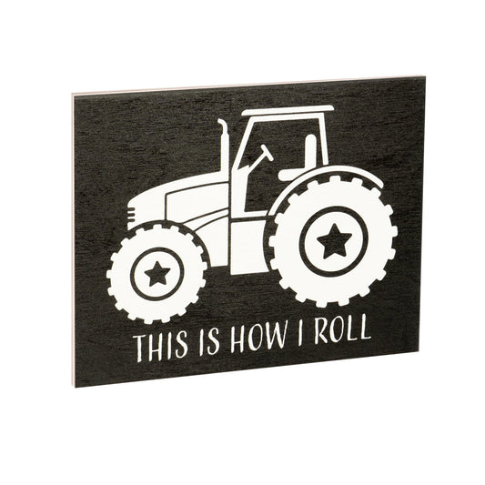 JennyGems This is How I Roll Tractor Wood Sign, Funny Farmer Gifts Tractor Gifts