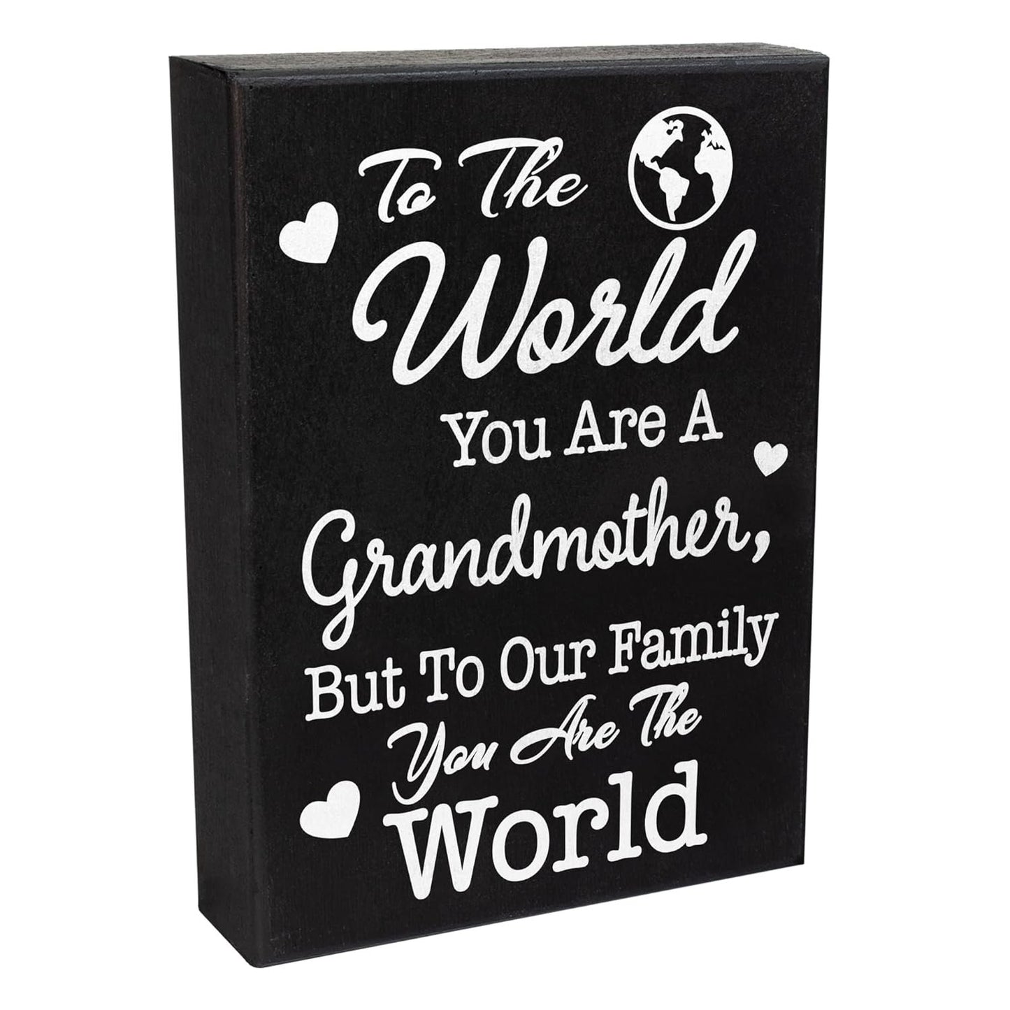 JennyGems Grandmother Gifts, To the World You Are a Grandmother Wooden Sign, Shelf Decor and Wall Hanging, Made in USA