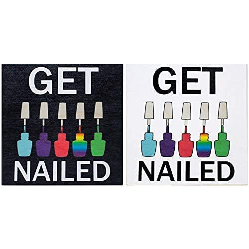 JennyGems Funny Nail Salon Wooden Sign, Get Nailed, Nail Manicurist or Stylist Gift