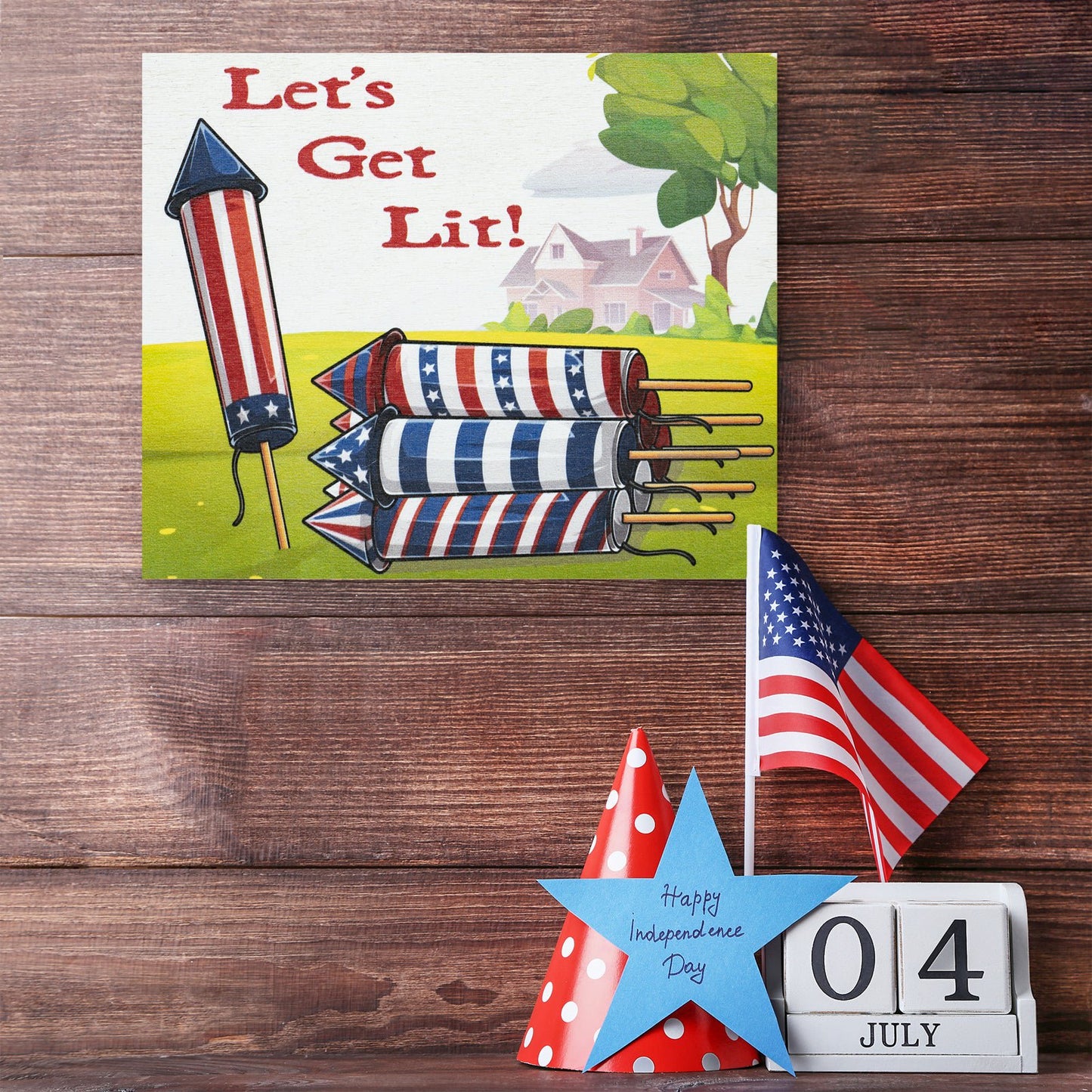 JennyGems Patriotic Decor, Let's Get Lit Sign, 4th of July, Memorial Day