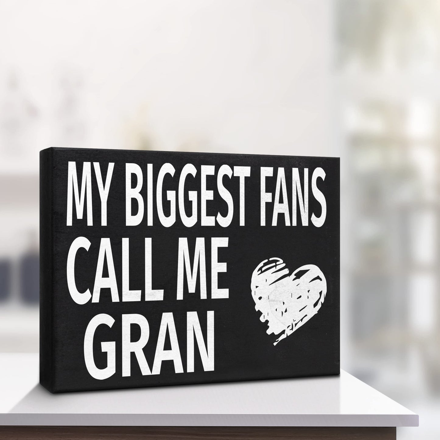 JennyGems Gran Gifts, My Biggest Fans Call Me Gran Wooden Sign, Shelf Decor and Wall Hanging, Made in USA