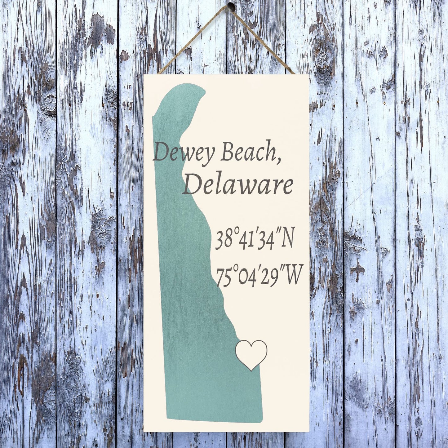 JennyGems Dewey Beach, Delaware Nautical Wood Sign, 6x13 Inches, Delaware Gifts, Made in USA