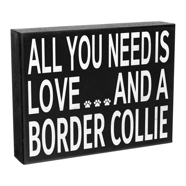 JennyGems Border Collie Sign, Love and a Border Collie, Mom Gifts Decor Sign
