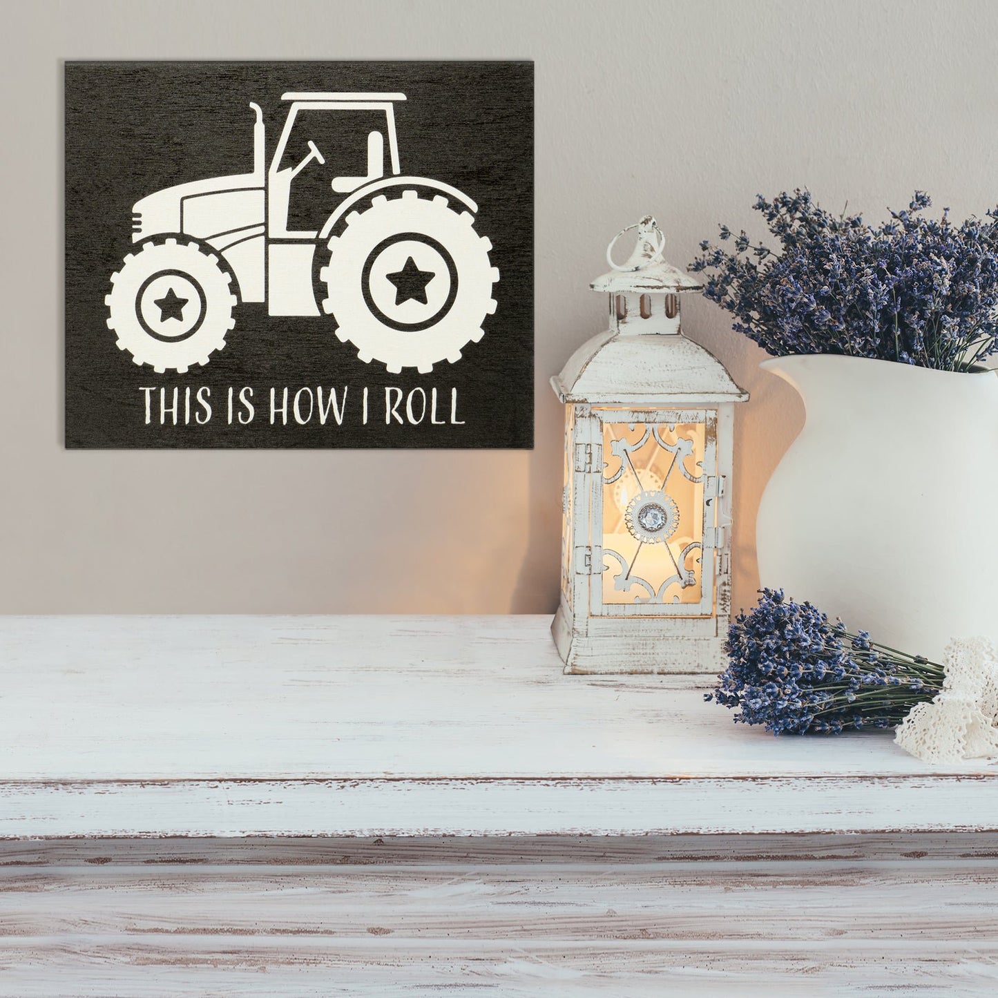 JennyGems This is How I Roll Tractor Wood Sign, Funny Farmer Gifts Tractor Gifts