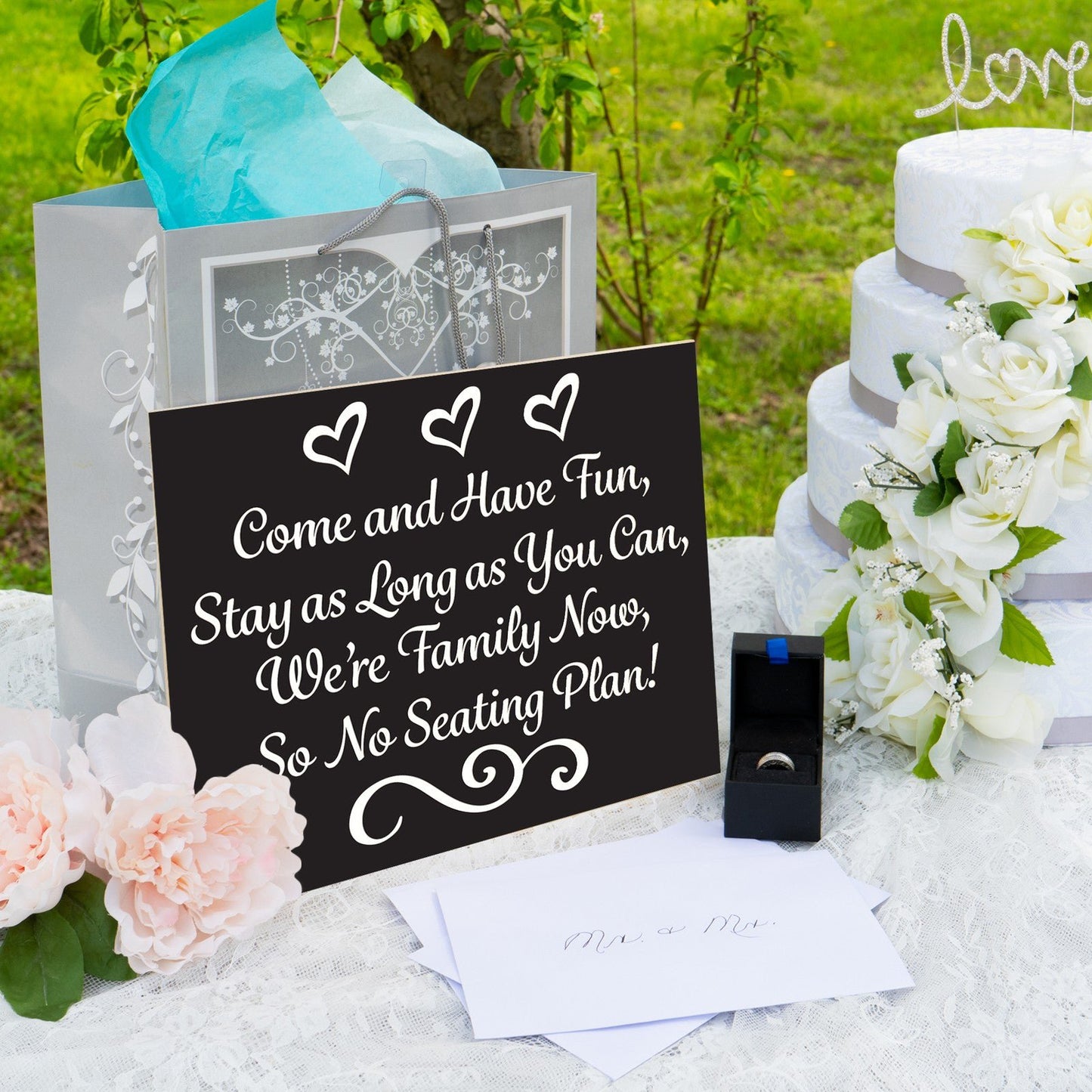 JennyGems Wedding Signs, Place Cards, Wedding Reception, No Seating Plan (Black)