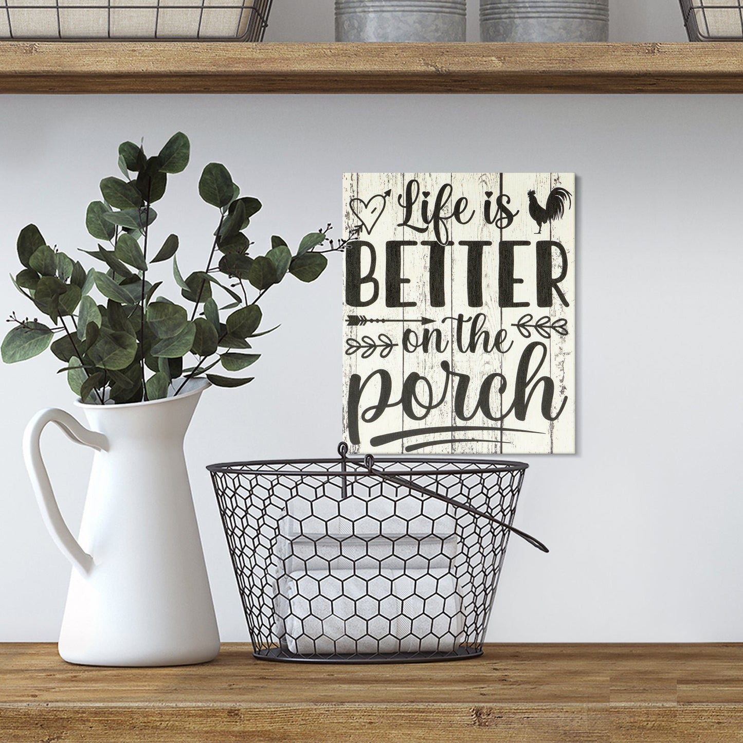JennyGems Farmhouse Decor, Porch Sign,  Life Is Better on Porch Whitewash Gift