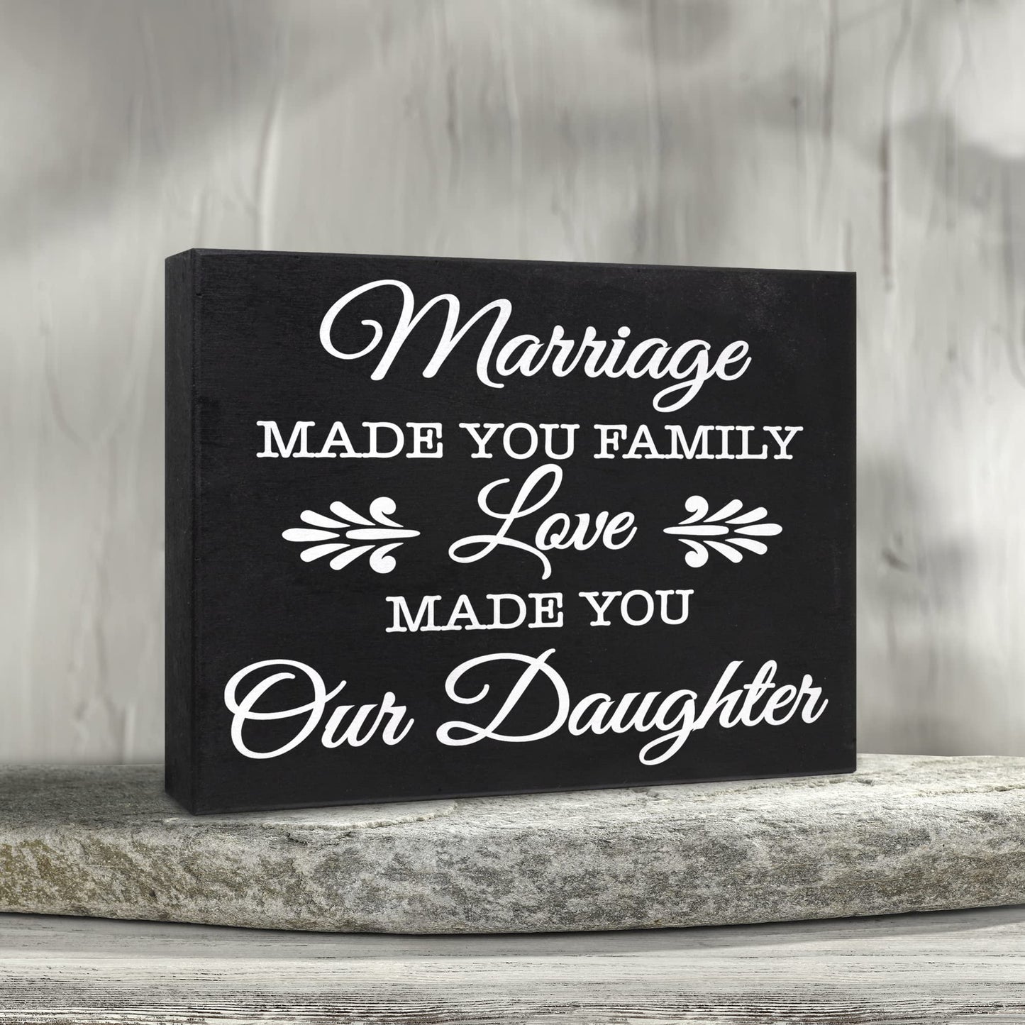JennyGems Daughter in Law Gifts, Marriage Made You Family Love Made You Our Daughter Wooden Sign, Wedding Gift